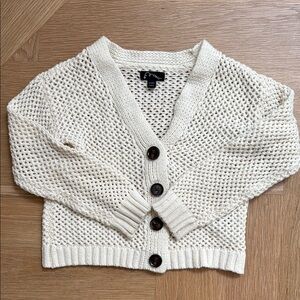 Cream Knit Cardigan Sweater with Button Detail, 6 yrs old